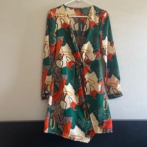 💜NWT💜 BooHoo Printed Plunging Mini Dress